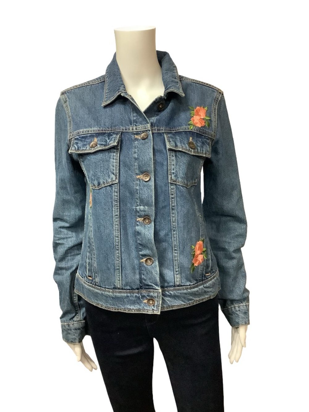 Paige Floral Embroidered Jean Jacket Size: S